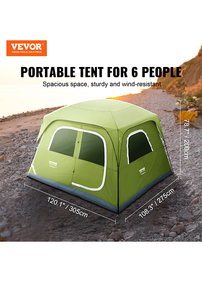 VEVOR 6 Person Outdoor Fabric Tent with Rainfly