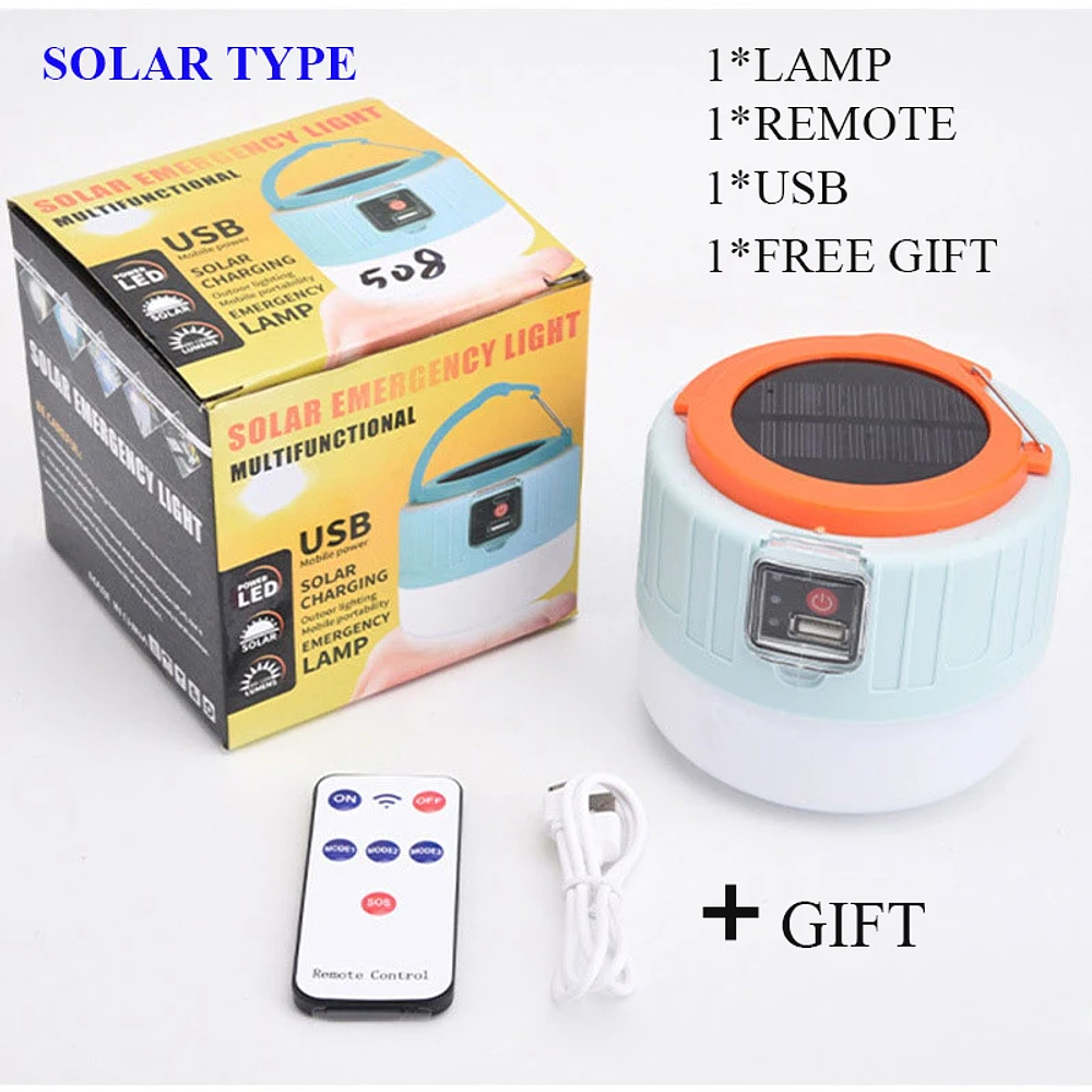 Solar LED Camping Lamp USB Rechargeable