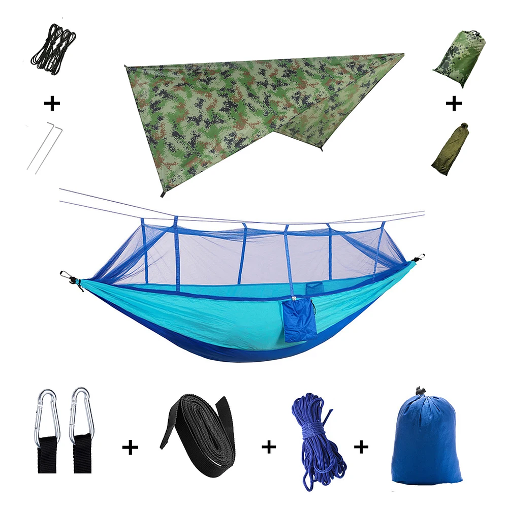 Camping Hammock With Mosquito Net And Rain Tent 