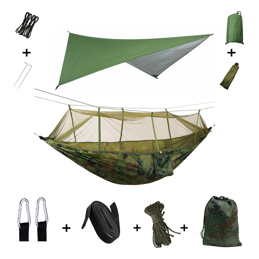 Camping Hammock With Mosquito Net And Rain Tent 