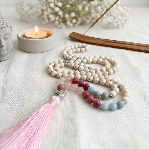 Japamala Renacer Interior en piedra fósil de 108 cuentas