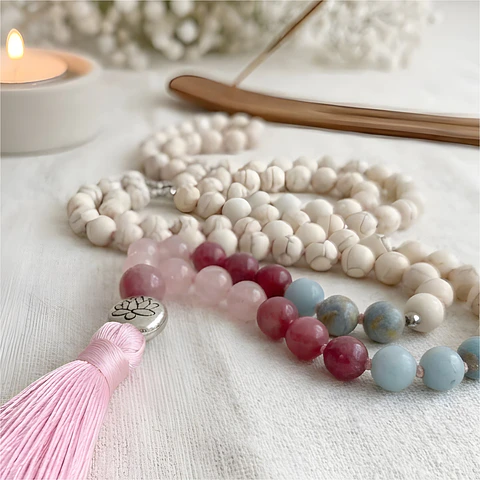 Japamala Renacer Interior en piedra fósil de 108 cuentas