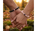 Brazaletes para Parejas Amor en Cuarzo Rosa y Ónix