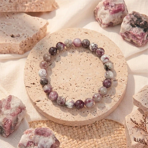 Brazalete de Turmalina Rosa Natural