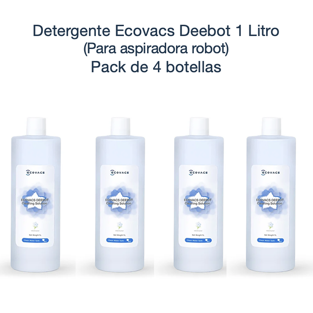 Pack 4 Detergentes Ecovacs Deebot 1 Litro