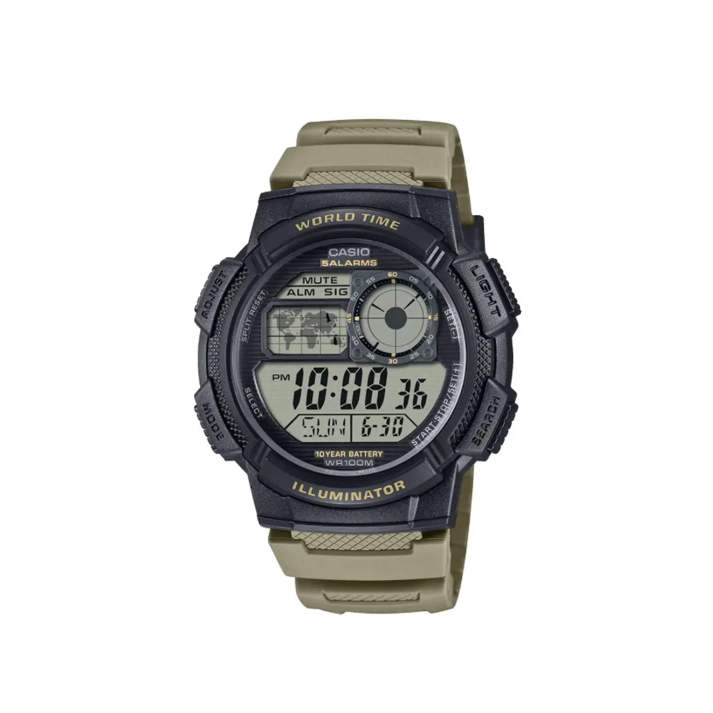 CASIO AE1000W5AV VERDE MILITAR Y CAJA NEGRA 1