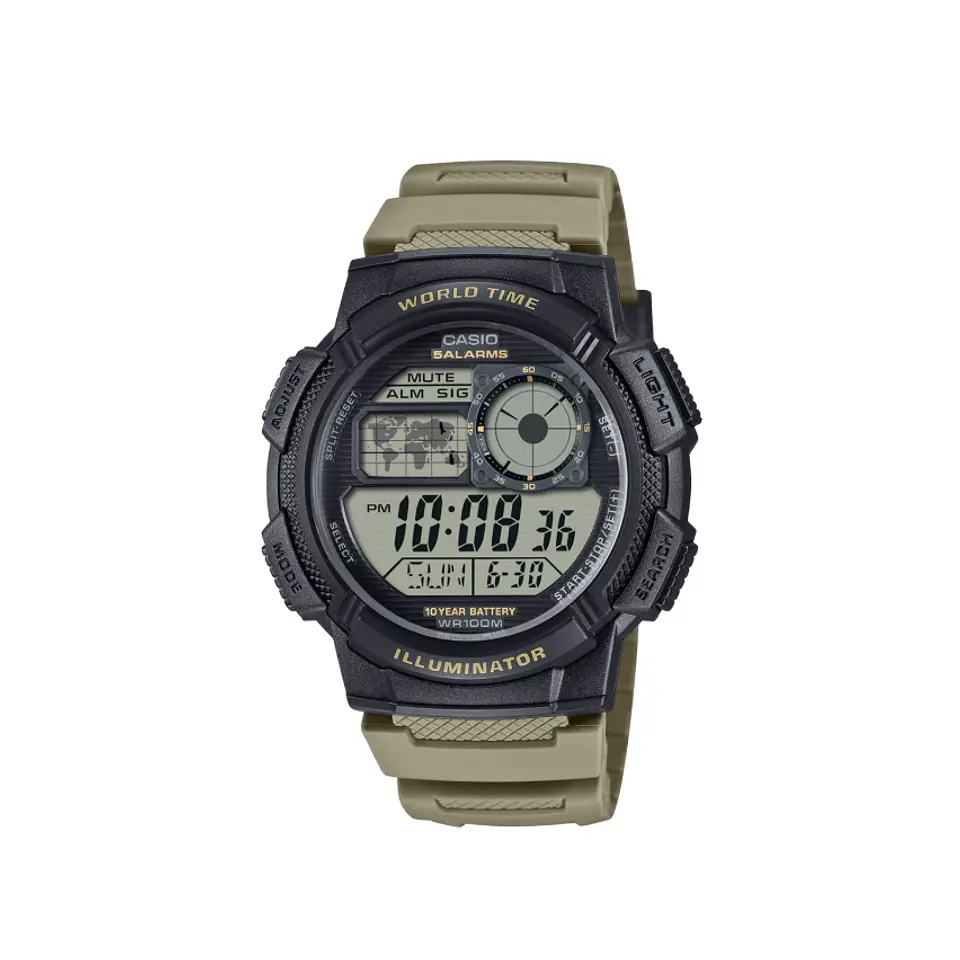 CASIO AE1000W5AV VERDE MILITAR Y CAJA NEGRA 1