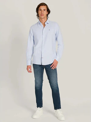 CAMISA TOMMY  CUADRICULADA CELESTE BLANCO