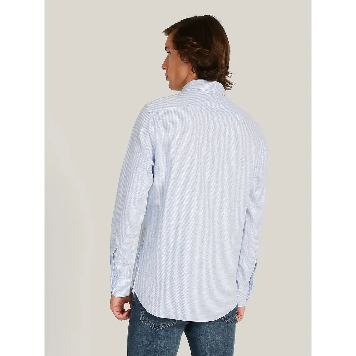 CAMISA TOMMY  CUADRICULADA CELESTE BLANCO 4