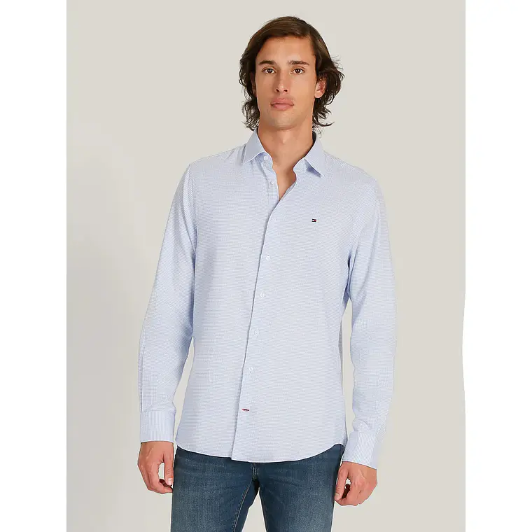 CAMISA TOMMY  CUADRICULADA CELESTE BLANCO 1
