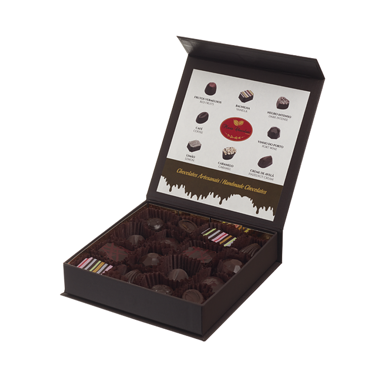 Estojo com bombons 70% cacau 1