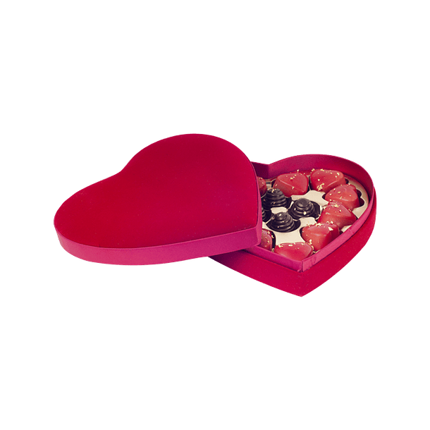 Coffret Coeur Prestige en velours avec chocolats fourrés