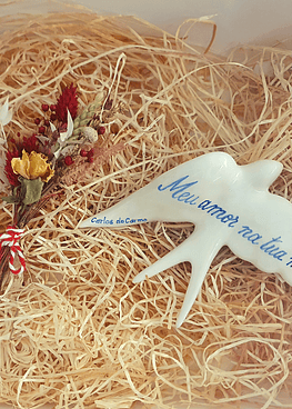 Hand-painted Artisan Swallow - "My love in your hand"