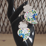 Boucles d'oreilles peintes à la main -Coração de Viana | Coloré