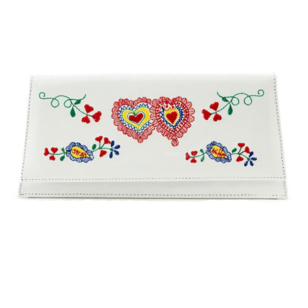 White and Colored Pochette Inspiration Valentine's Handkerchief in leather 2
