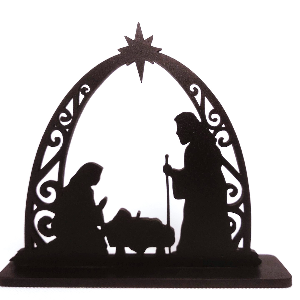 Nativity scene made from recycled coffee with a guiding star