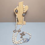 Handpainted rosary | Colorful White and Blue