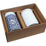Pack tiled tin and mug with infuser and lid