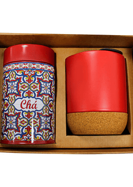 Oferta Pack Taza con base de corcho y lata de té embaldosada
