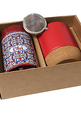 Oferta Pack Taza con base de corcho y lata de té embaldosada