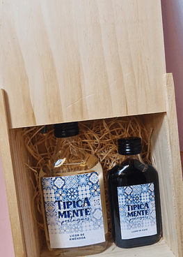 Liquor basket in wooden box