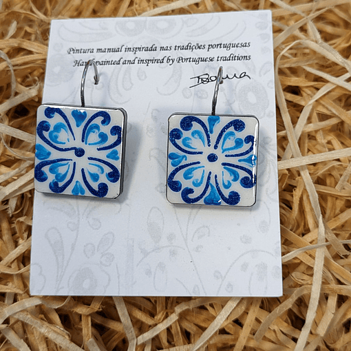 Hand painted earrings on Portuguese tiles