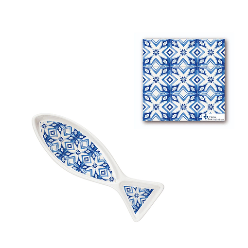 Azeitoneira Sardine Tiles with base - Blue and white
