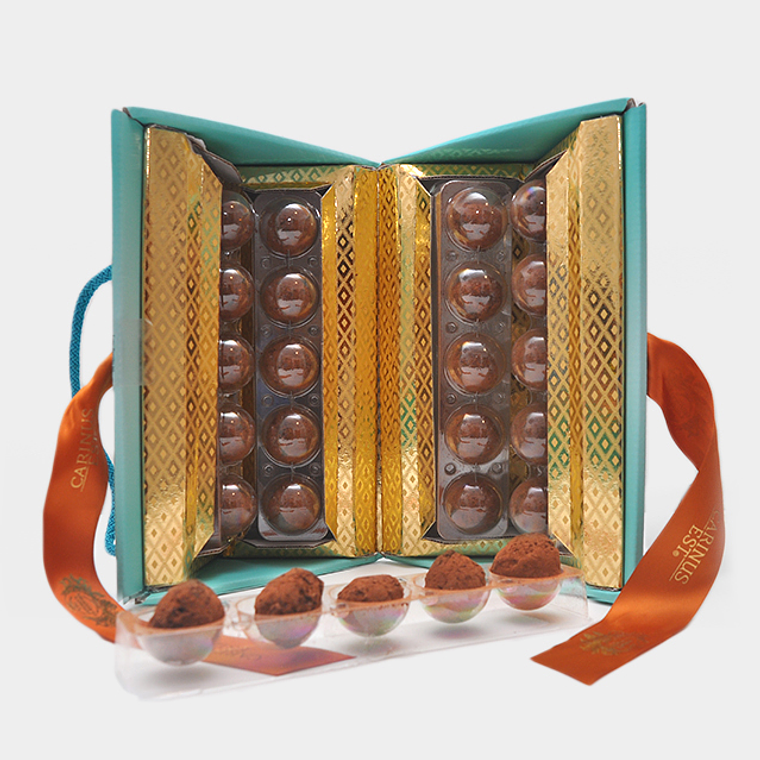 Dark chocolate truffles 20 units in a gift box with bow 2