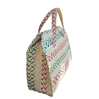 Handcrafted colorful rye straw suitcase 3