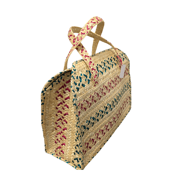 Handcrafted colorful rye straw suitcase 2