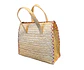 Handcrafted colorful rye straw suitcase - pink detail - thumbnail 2