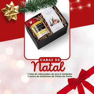 Cabaz rebuçado de ovo e caixa de bolachas de Vinho do Porto em caixa de prenda