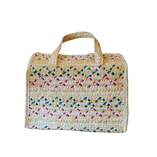 Sac en paille de seigle fait main avec des fils colorés