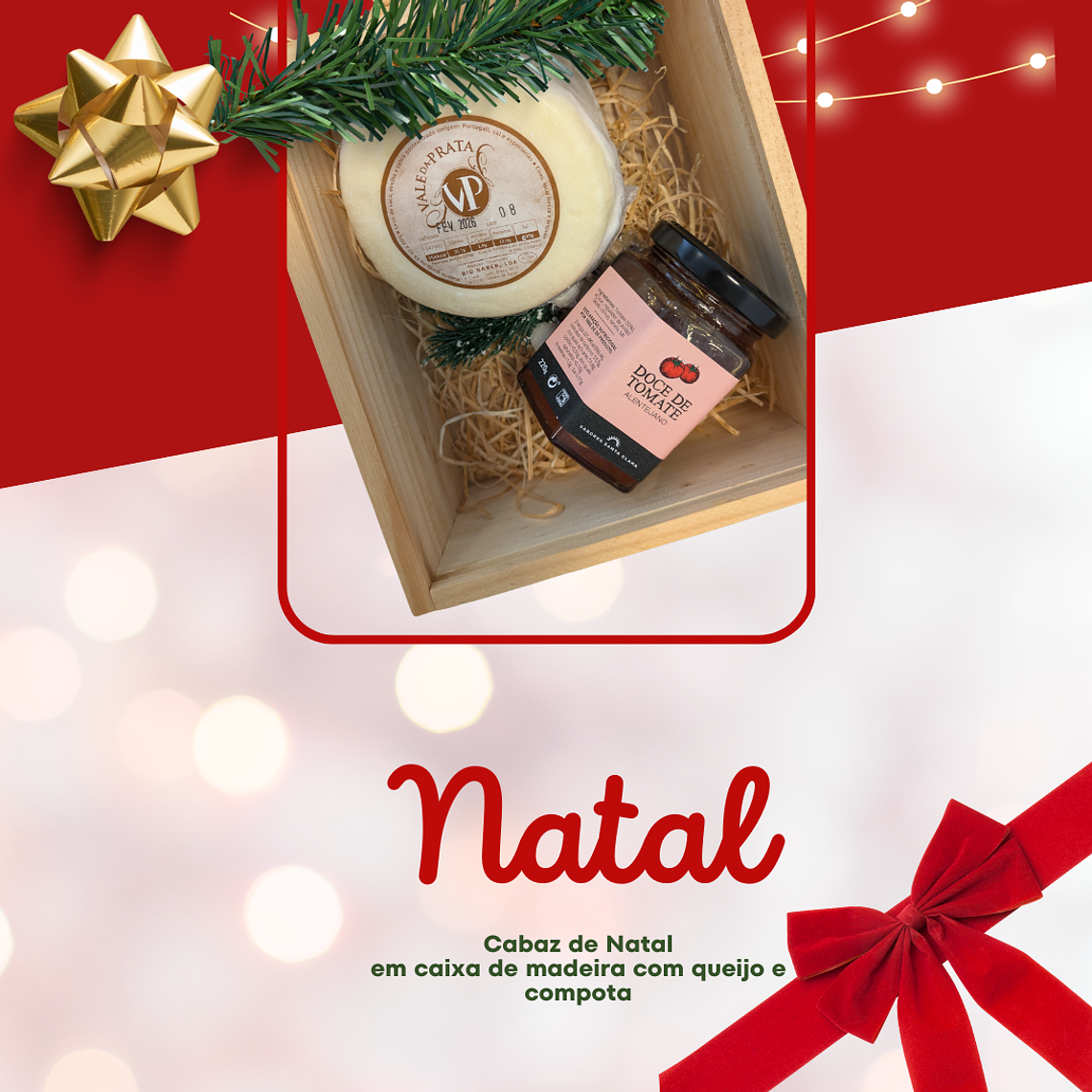 Christmas Basket in Cardboard Box with 250g Mixed Cheese & Tomato Jam 1