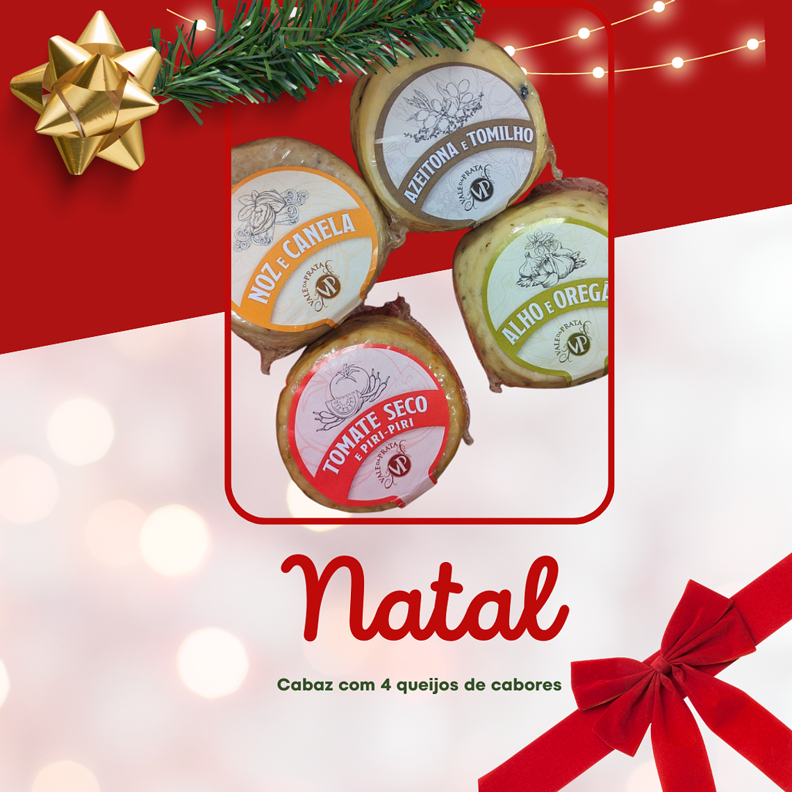 Cabaz 4 queijos de sabores em caixa gourmet 1