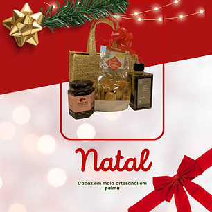 Basket in a palm trunk with flavored olive oil of your choice, jam, and chocolate biscuit.