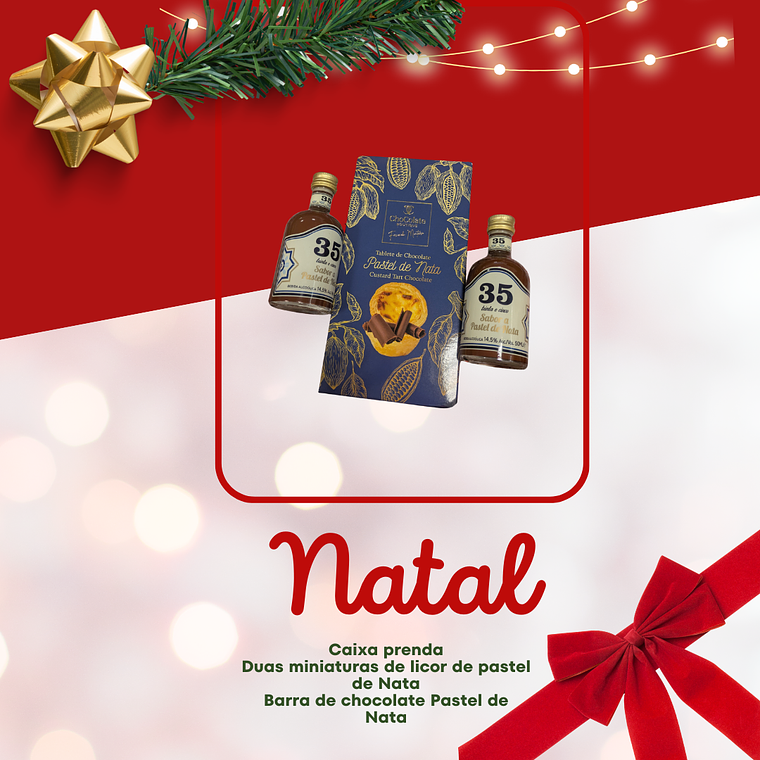 Cesta con barra de chocolate y 2 licores pastel de crema en miniatura 1