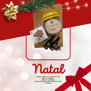 Cabaz Azeitonas do Douro com Paté de Azeitona e Miniaturas de Vinho do Porto Velhotes Tawny