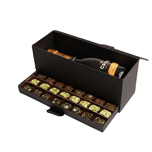 Panier de vin et de chocolats artisanaux