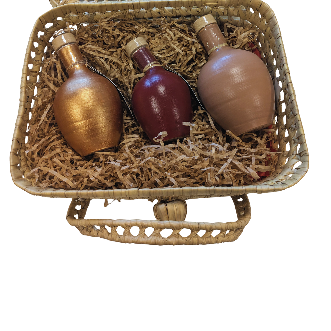 Pack de 3 garrafas artesanais de azeite em caixa de palma 1