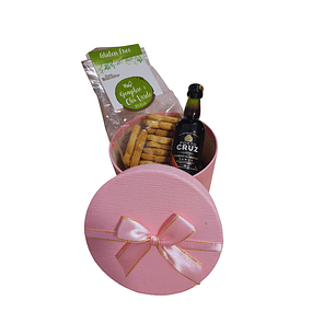 Cabaz Gourmet com Vinho do Porto Miniatura e Bolachas Artesanais
