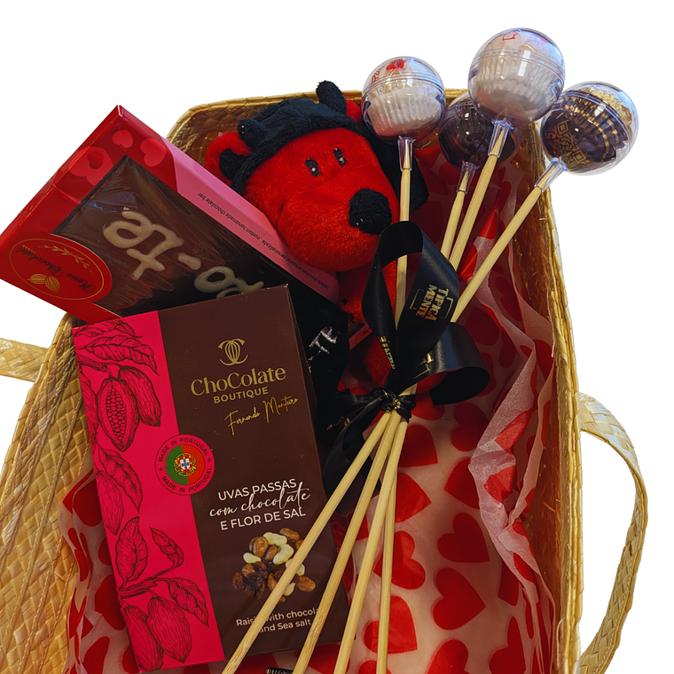 Cabaz com Peluche e Ramo de Chocolates  1