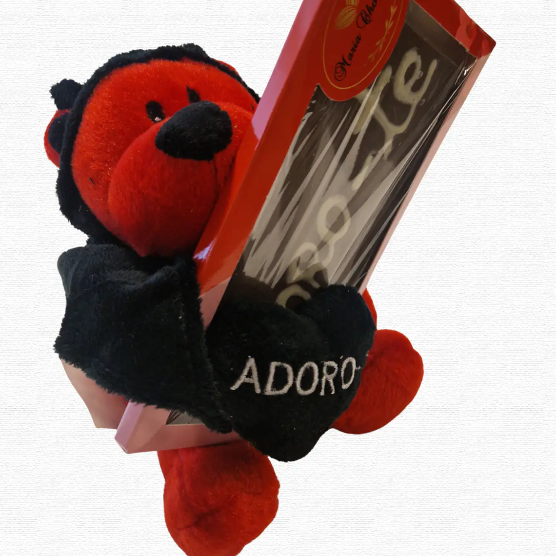 Peluche com tablete de chocolate Adoro-te 1