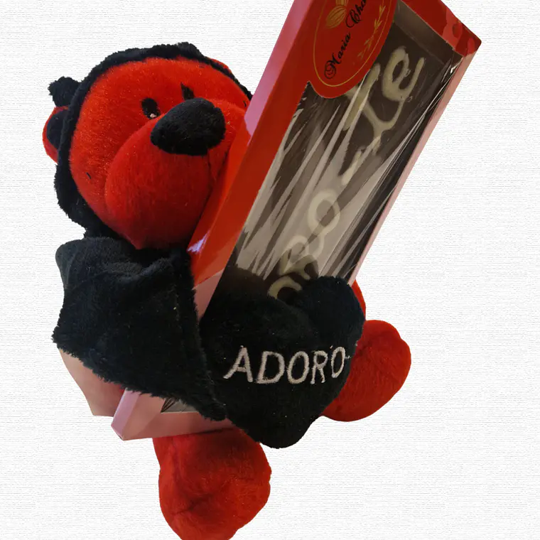 Peluche com tablete de chocolate Adoro-te 1