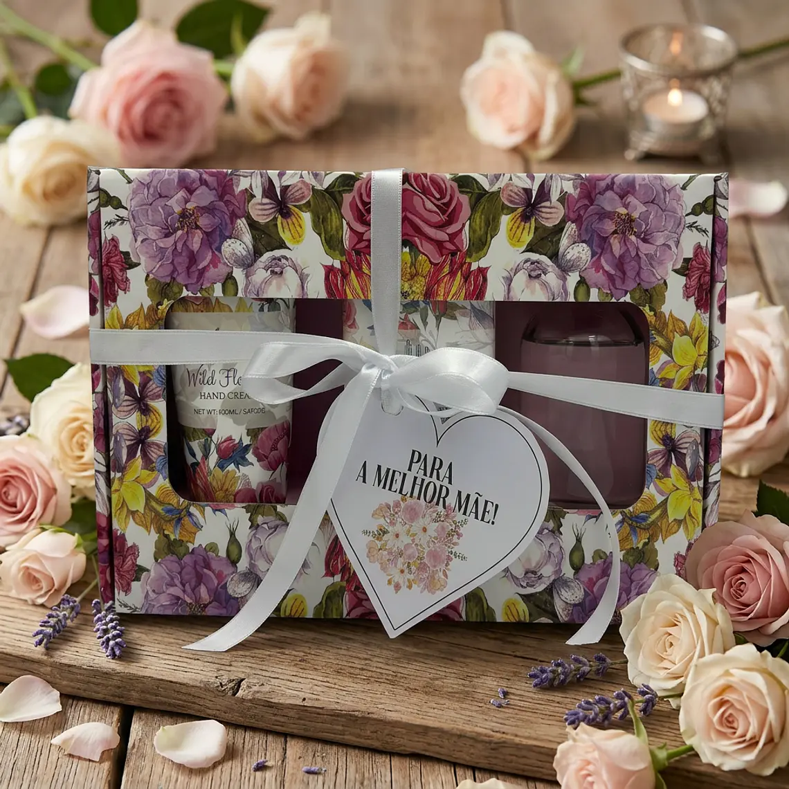 Special basket containing soap, hand cream, and diffuser. 1