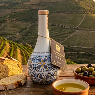Handmade Porcelain Olive Oil Bottle with Portuguese Tile Motifs