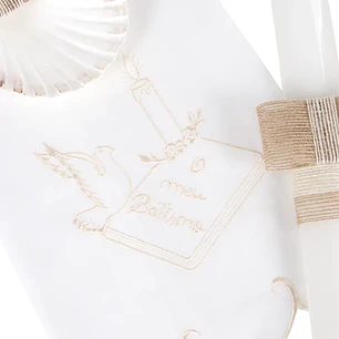 Conjunto de Batismo 3 Peças – Vela, Concha e Toalha