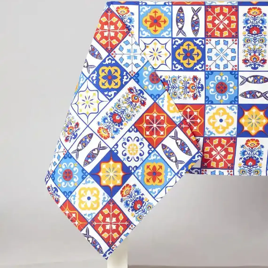 Toalha de Mesa Regional em Sarja – Estampa Azulejo Colorido 1