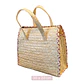 Handcrafted colorful rye straw suitcase - pink detail - thumbnail 3