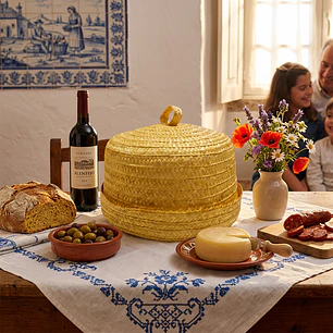 Présentoir à fromage/gâteau en paille artisanale